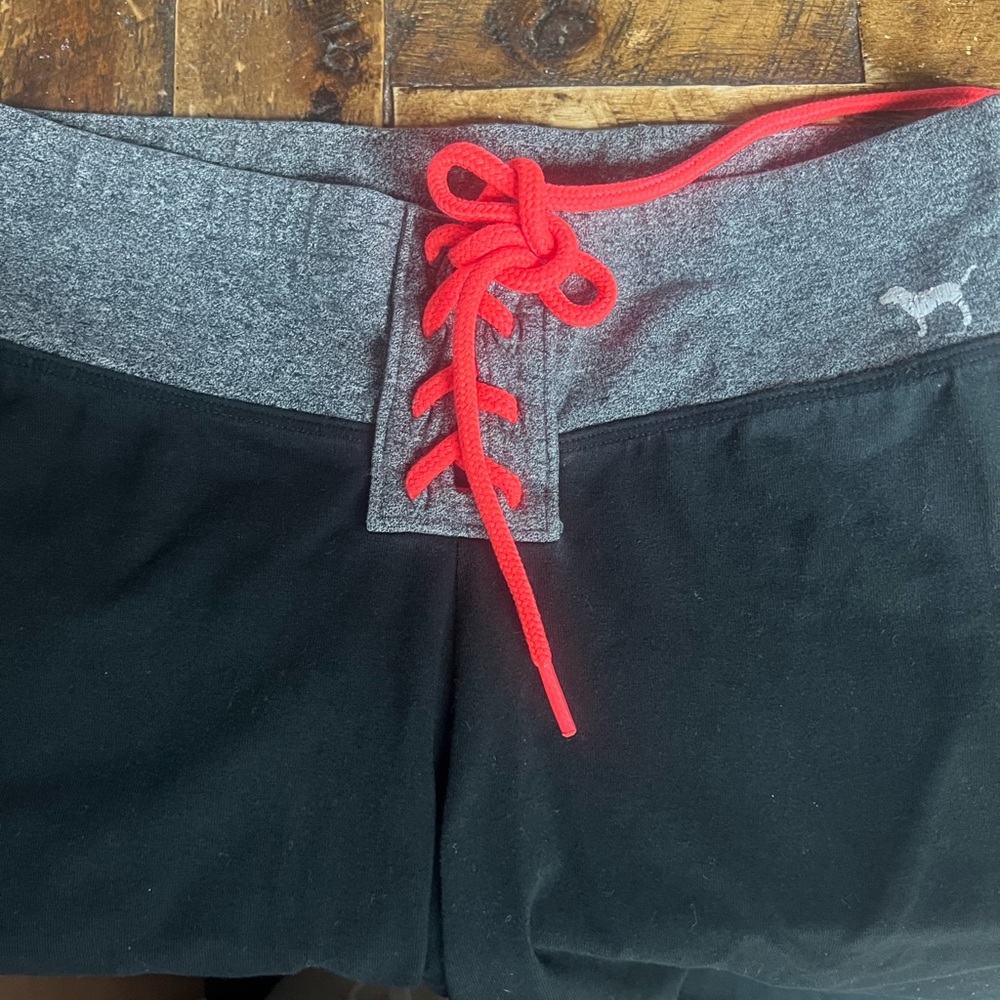 Victoria secret Black Joggers with Red and Blue Stripes waist are w 13 inseam 26 - Picture 5 of 5